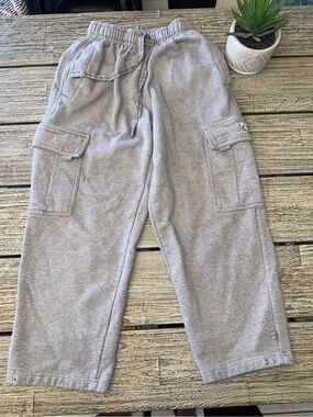 Mens Pro Club Fleece Cargo Pants - Light Gray, Sz Small